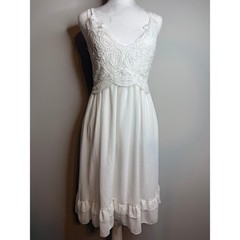 Feager White Lace Boho Fairy Midi Dress XL NWT Crisscross Adjustable Straps