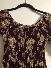 Natural Life XS/S Maroon Dress Yellow Flowers Rayon Maxi Good Condition
