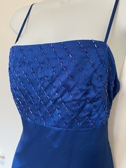 Vintage St Michael Electric Blue Beaded Chiffon Slip Dress Size 8,10,12