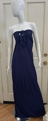 INDAH BALI NEW! Dark Navy Blue Rayon Jersey Strapless Tied Front Maxi Dress Sz L