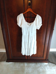 Bohme Women&rsquo;s Size M Linen Blend White Tiered Babydoll Dress