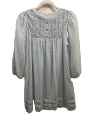 Anthro One September Carraroe Peasant Dress XS Blue Boho Chevron Smocked Tunic