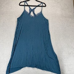 Soma Womens Tank Top Blue Striped Dress Lace Accents On The Straps Sleepwear XL