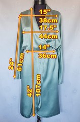 DRESS AUTHENTIC MICHAEL STURM SOLID AQUA BLUE SATIN SILK WOMENS US 14 EU 42