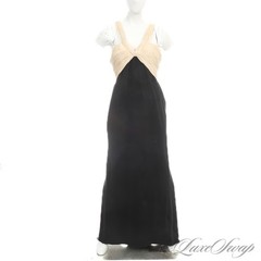 NWT Oscar De La Renta Made in USA Fall &rsquo;07 Creme Black Silk Dress Gown 8 #14N001