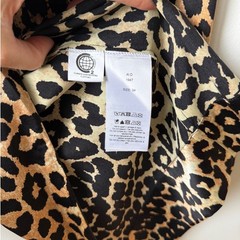 Ganni Stretch Silk Leopard Print Midi Shift Dress Long Sleeve Women&rsquo;s Size 34 EU