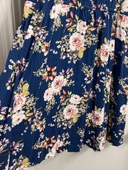 Torrid Floral Zip Front Shirt Dress Size 00 Navy Blue Rayon Drawstring Waist