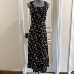 New Black Floral Midi Dress