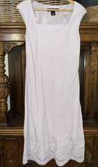 Jones New York Silk Linen Blend Lavender Shift Dress Size 8 Eyelet Lace