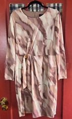 Donna Karan Women&rsquo;s Classic Multicolor Swirling Abstract Print Midi Dress Size L