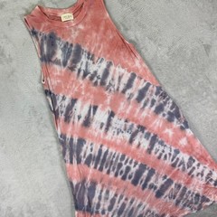 143 Story Womens Sleeveless Dress Size L Pink Blue Tie Dye Rayon Casual NWT