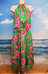 Nwt Cupshe Women&rsquo;s Green Pink Floral Maxi Dress Size Small