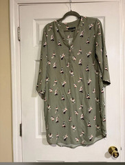 41 Hawthorn Women&rsquo;s Green Floral Shirt Dress V-Neck 3/4 Sleeve Buttons s