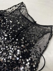 Basix II Nylon Dress 6 Black Silver Sequin Tulle Fit Flare Party Cocktail Skater