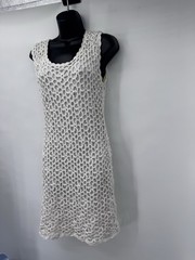 Catherine Malandrino White Dress Bodycon Crochet Sleeveless mermaid beach M