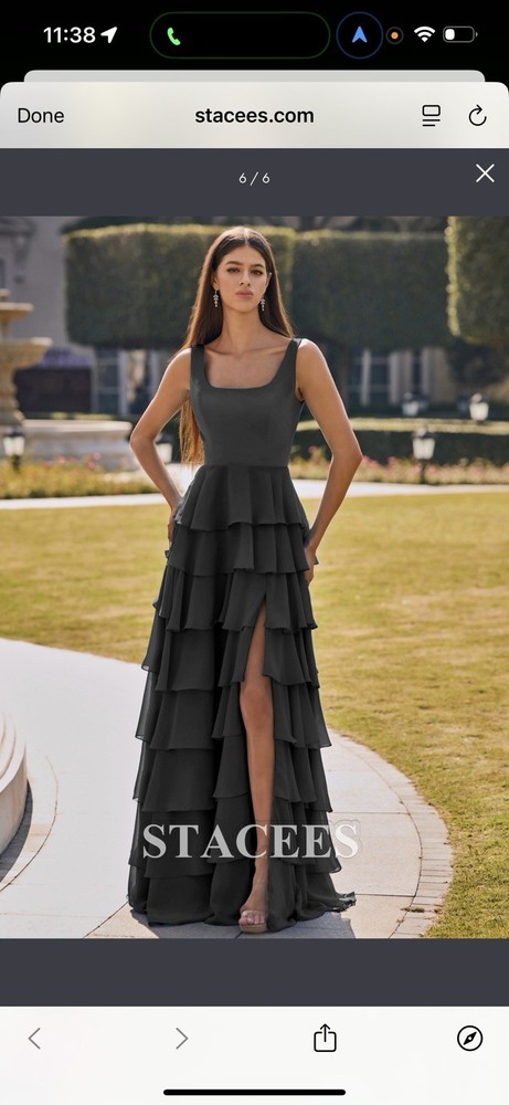 BNWT Stacees Black Chiffon Ruffle Formal Gown – Size 18 – Evening Dres