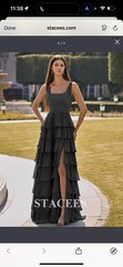 BNWT Stacees Black Chiffon Ruffle Formal Gown – Size 18 – Evening Dres