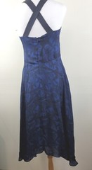 Derek LAM Womens 0 Midi Dress 100% Silk Blue DESIGNER Criss Cross Straps XS