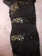 $99 SPEECHLESS STRAPLESS SEQUIN STRIPE BODY DRESS MEDIUM DRAPE top RUCH ZIP BACK