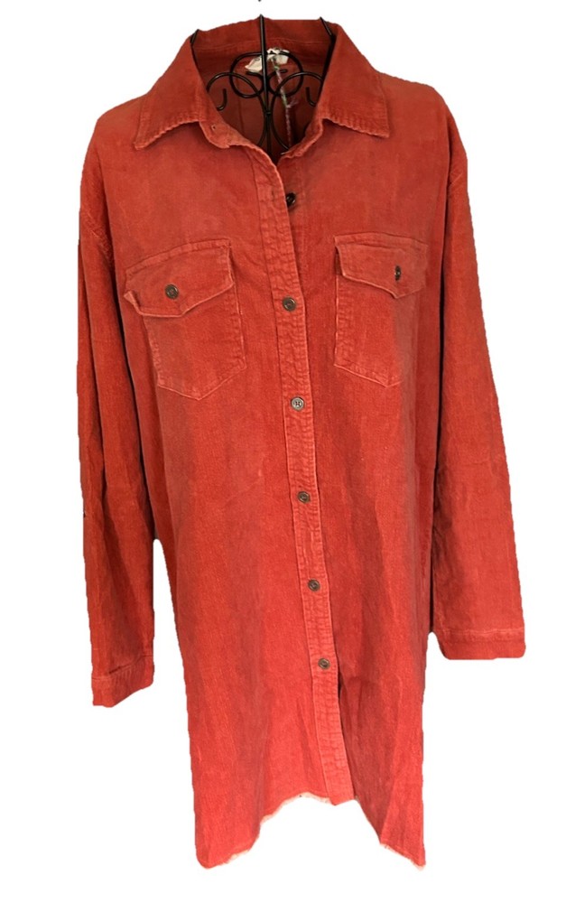 Womens Umgee NWT Rust Cordoury Shirt Dress Med Western Long Sleeve Button Up