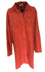 Womens Umgee NWT Rust Cordoury Shirt Dress Med Western Long Sleeve Button Up