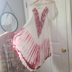 Jessica Taylor Lace Embroidered Sheer Sundress Cover Free Size (L) Flowy Boho