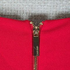 Calvin Klein Red Bell Sleeve Dress Womens 8 Cocktail Party Button Cuff Midi