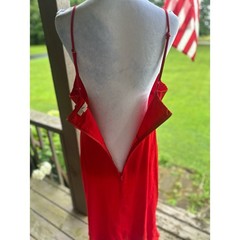 Gianni Bini Red Solid V-Neck Sleeveless Tie Front Sundress Adjustable Strap XL