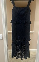 CITY STUDIO Navy Blue Party Dress Juniors Hi-Low Peplum Cocktail. Size 15.
