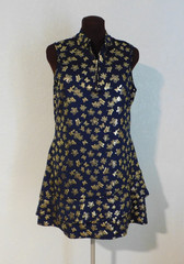 Emerald 18 Gold Butterfly Sleeveless Shift Knee-length Stretch Dress Pockets L