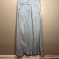 Universal Thread Light Wash Denim Halter Maxi Dress Cutout Back Womens 10 Blue