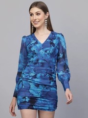 Women Bodycon Light Blue ,dark Blue Above Knee / Mid Thigh Length (S TO XL)