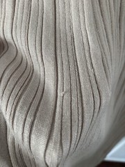 Magaschoni Beige Ribbed Knit Sleeveless Midi Sweater Dress Scoop Neck M