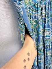 Boden Maxi Dress Size 10 Blue Green Paisley Cutout-Back Jersey Floral Flare
