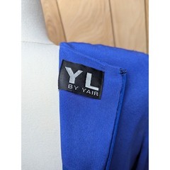 Vintage YL by Yair Bright Blue 100% Silk Dress w/ gold button accents Women sz 8