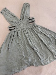Fun Greene Fit & Flare Dress With Elastic Straps On Waist Size XL￼