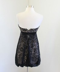Cache Black Beige Tan Lace Overlay Strapless Bubble Hem Dress Size XS Party