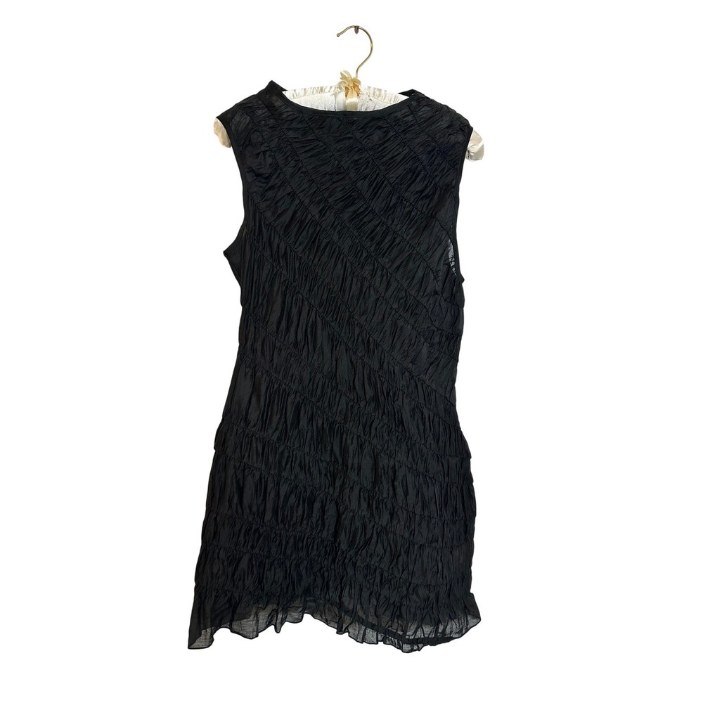 Meshki Ruched Mini Dress Size M Black Sleeveless Semi Sheer Bodycon Party