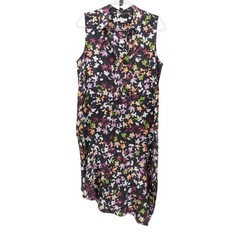 Equipment Tira Silk Floral Sleeveless Shift Midi Collar Lightweight Dress Size M