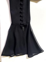 CALVIN KLEIN Size 4 Black Classic Sheath Sheer Flutter Sleeve Midi Dress 4