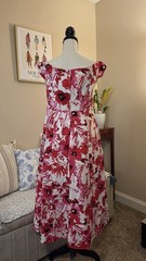Rebecca B Red Floral Off-Shoulder Midi Dress Size 10 Fit & Flare Summer Dress