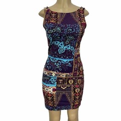 Hale Bob Multicolor Aztec Bodycon Sample Dress Womens Size S Casual Cocktail