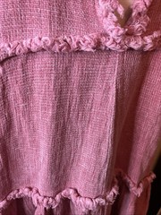 Scandal Free Spirit Hand Dyed Linen Tiered Babydoll Dress/Top M Italy Raspberry