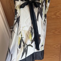 TED BAKER Grey Dress 100% Silk Abstract Watercolour Print Size S 8-10 Bow