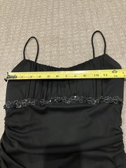 Ruby Rox Y2K Black Beaded Ruched Chiffon Cocktail Party Dress Womens Medium M