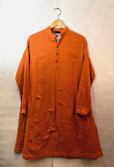 UMI 908 45R Japan Orange Long Sleeve Cotton Slub Tunic Dress Size 0 Pockets