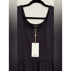 Quince Organic Cotton Sleeveless Midi Dress NWT Medium Black Pockets