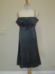 Agnes B Dress Pleated Tie Waist Gray Spaghetti Straps – Size 42- EUC