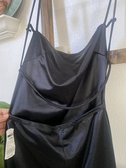 Black Satin Cowl Neck Strappy Sleeveless Slip Mini Dress M