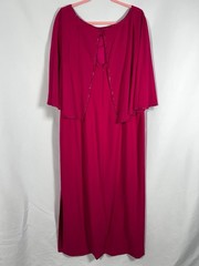 St. John Pink Beaded Cape Overlay Crystal Boat Neck Long Maxi Dress Size 16